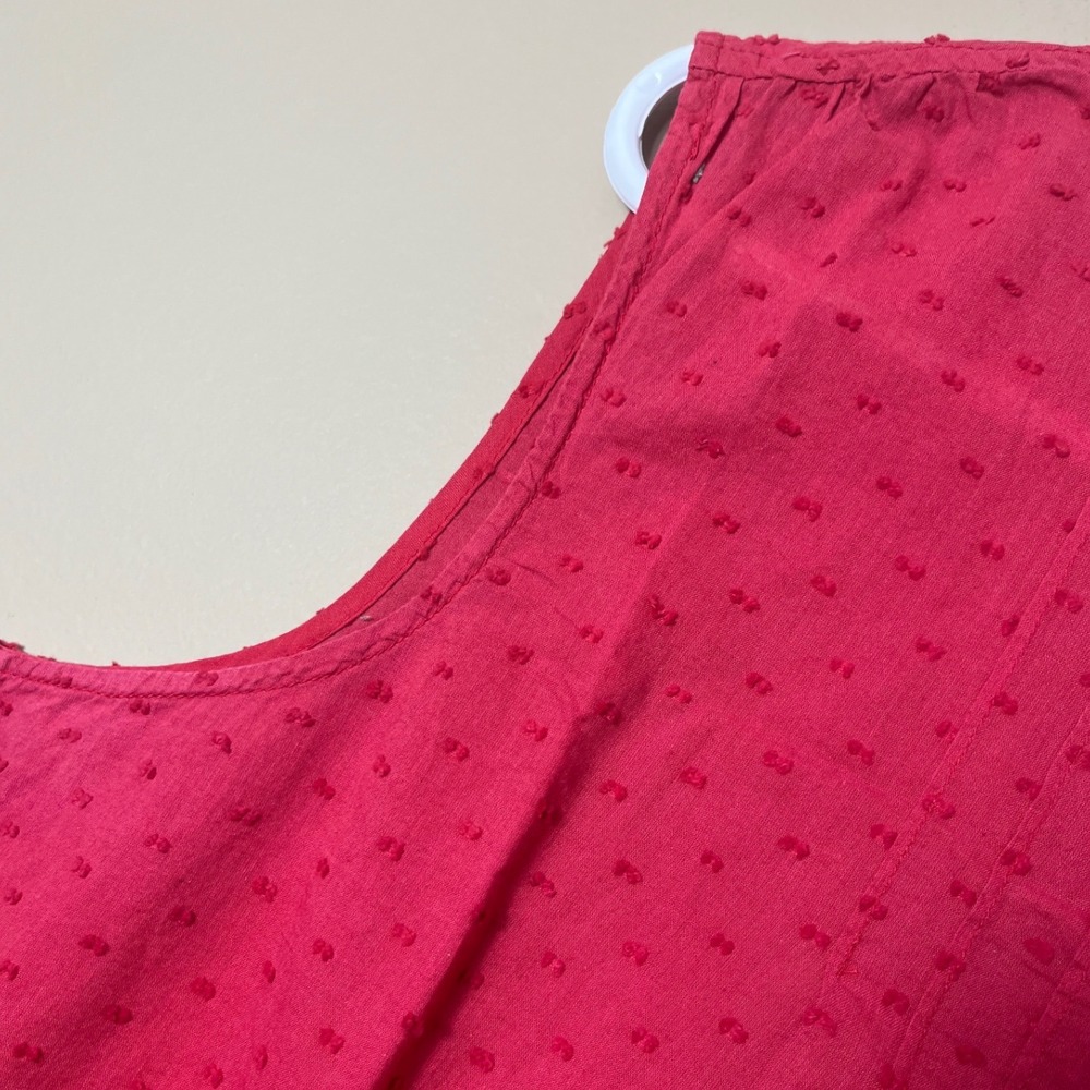 Hannah Pink Swiss Dot Sleeveless Blouse XL Cotton Pintuck Cottagecore Boho Top - Picture 6 of 8